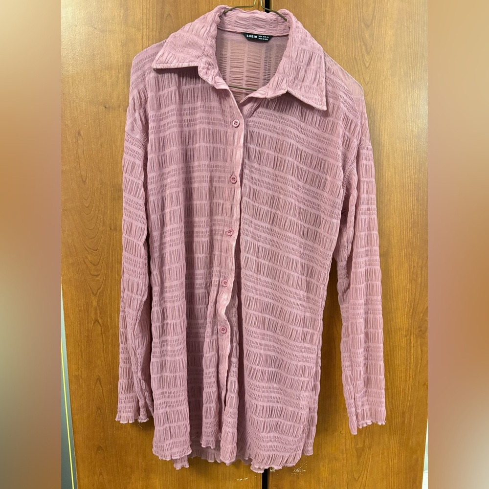 SHEIN Mauve Mesh Top – Textured Knit – Size M